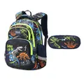 Durable kids dinosaur skeleton pattern school backpack with matching pencil case - Glow-in-the-Dark Dinosaur Backpack + Pencil Case