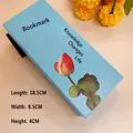 Light blue rectangular gift box for metal bookmarks featuring elegant lotus design and dimensions - Printed Gift Box