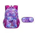 Vibrant purple mermaid galaxy primary school backpack set with matching pencil case - Purple Mermaid Tail + Pencil Case
