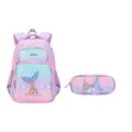 Mermaid theme gradient purple and pink school backpack with matching pencil case set - Ocean Mermaid Tail Backpack + Pencil Case