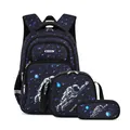 Three-piece school backpack set featuring astronaut and starry space theme for boys and girls - Interstellar Astronaut 3-Piece Set