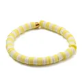 Yellow and white Heishi bead stretch bracelet with gold accent for women - Yellow and White Heishi Beads Style (BJEW-SW00113-06)