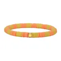 Handmade yellow and orange polymer clay disc bead stretch bracelet with gold spacer bead - Orange and Yellow Striped Heishi Beads Style (BJEW-SW00110-05)