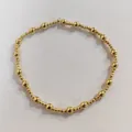 Minimalist gold beaded stretch bracelet with alternating sphere sizes for women - Gold Round Beads Alternating Elastic Style (BJEW-SW00154-01)