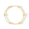Minimalist gold beaded stretch bracelet for women featuring polished metallic finish. - Gold Round Beads Rhythmic Pattern Style (EM6732-3)