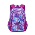 Vibrant purple galaxy print school backpack featuring a cute mermaid tail for girls - Purple Fish Tail