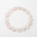 Elegant minimalist pink heart-shaped crystal stretch bracelet featuring silver spacers - Pink Heart Shaped Beads Style (X-BJEW-JB02066-03)