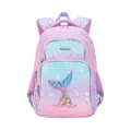 Girls' purple and blue gradient school backpack with mermaid tail embroidery design - Ocean Fish Tail