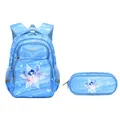 Ergonomic blue school backpack for students with fairy pattern and pencil case - Butterfly Fairy + Pencil Case