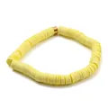 Vibrant yellow heishi clay disc bead stretch bracelet with gold accent bead for women - Bright Yellow Heishi Beads Style (BJEW-SW00113-02)