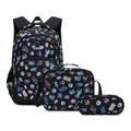3-piece school backpack set with video game pixel art pattern for boys and girls - Black Game Console 3-Piece Set