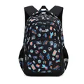 Black primary school backpack with colorful gaming pixel pattern and multiple pockets - Black Game Console
