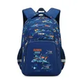 High-quality blue school backpack for kids with aviation jet fighter prints and ergonomic straps - Royal Blue Fighter Jet