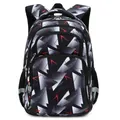 Backpack for primary school students with geometric pattern and ergonomic design - Black and White Triangle