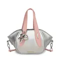 Stylish silver and pink water bucket handbag with metallic balloon dog charm - Single Bag / Silver