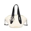 Elegant white and black women's bucket bag with a stylish silver balloon dog charm - Single Bag / Off White