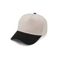 Two-tone beige and black cotton five-panel baseball cap SKU variant for customization - Adult 58cm / Beige/Black