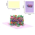 3D pop-up Mother's Day greeting card with purple Love You Mom floral design 20x15cm - Purple Mother's Day Style