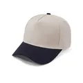 Two-tone cotton five-panel baseball cap in beige and navy blue blank trucker hat - Adult 58cm / Beige/Navy Blue