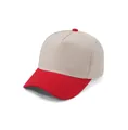 Beige and red two-tone blank cotton 5-panel baseball cap with structured front panel - Adult 58cm / Beige/Red