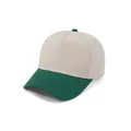 Classic two-tone cotton 5-panel baseball cap in beige and green, premium SKU variant - Adult 58cm / Beige/Green