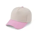 Classic two-tone cotton 5-panel baseball cap with beige crown and pink curved brim - Adult 58cm / Beige/Pink