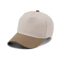 Two-tone beige and brown pure cotton five-panel baseball cap with blank plain design - Adult 58cm / Beige/Khaki
