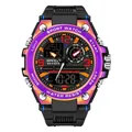 SAMDA multicolor gradient digital sport watch with LED light and 5ATM water resistance - Iridescent Purple (6024)