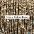 Natural picture jasper abacus beads 2x6mm round disc stones for DIY jewelry making - 2*6mm (Approx. 148-170 Pcs) / Picture Jasper