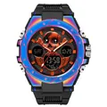 Sanda 6024 colorful dual display sports watch with iridescent bezel and skull motif - Iridescent Blue (6087)