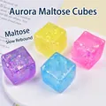Transparente glitzernde Eiswürfel-Quetschspielzeuge für Stressabbau - 4,5CM Goldpulver Serie Würfel Squishy (OPP Beutel) Zufällige Farbe
