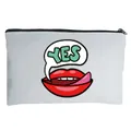 Durable canvas linen makeup bag featuring a sexy lips print and YES speech bubble - YES Box Lips Style (5)
