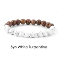 Detail of two-tone beaded bracelet with synthetic white turquoise and wood. - Wood + White Turquoise