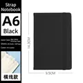 Professioneel zwart A6 PU-lederen notitieboek met elastische band en 80g crème papier - Zwart A6