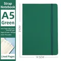 A5 green PU leather notebook with elastic strap and 80 lined sheets - Green A5
