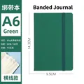 Professional green A6 PU leather notebook with elastic strap and 160 lined pages - Green A6