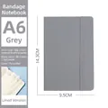 Minimalist grey A6 PU leather notebook with elastic strap and 80 sheets of ruled paper - Gray A6