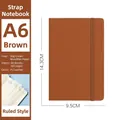 Professional A6 brown PU leather notebook with elastic band closure and 160 lined pages - Brown A6