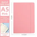 Pink A5 PU leather notebook with elastic strap and 160 lined pages for office - Pink A5