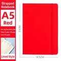 Vibrant red A5 PU leather notebook with secure elastic band and premium lined pages - Red A5
