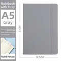 Professional A5 grey PU leather notebook with elastic strap and 80 lined sheets - Gray A5