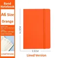Portable orange A6 PU leather journal with elastic strap and 80g cream lined paper - Orange A6