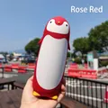 Creative rose red penguin shaped cartoon glass water bottle with double layer design - 300ml / Red