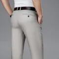 Pantaloni da uomo grigi in Lyocell business casual a vita alta e gamba dritta eleganti - 34 (2.7 Piedi) / Pantaloni e gonne / Grigio Stile Sottile