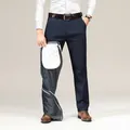 Eleganti pantaloni casual da uomo blu navy a gamba dritta con fodera in pile ispessito - 34 / Pantaloni e gonne / Blu Reale Foderato in Pile