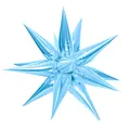 26-inch light blue starburst foil balloon featuring a 4D pointed hexagram design - 40-inch Flat Exploding Star / Holographic Blue