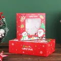 Rote Weihnachtsgeschenkboxen mit Weihnachtsmann und Schneemann Motiv - S-70 (Geschenkbox mit Fenster)