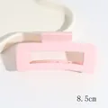 Pince à cheveux élégante en acrylique rose mat de 8,5 cm avec un design rectangulaire pur - Pince carrée / 8.5cm / Rose