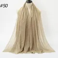 Eleganter einfarbiger Plissee-Baumwollschal mit Fransenrand in Beige, Farbcode #50 - 180x90cm / Karamell (50#)