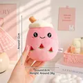 Handheld cute pink milk tea cup plush keychain with watermelon embroidery details - Round Buckle / 12cm / Rose Red